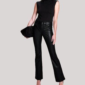 Banana Republic Low Rise Boot Cut Pants Faux Leather Black Size 26/2 New